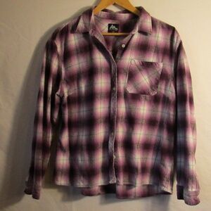 Mountain Club women's purple plaid flannel shirt